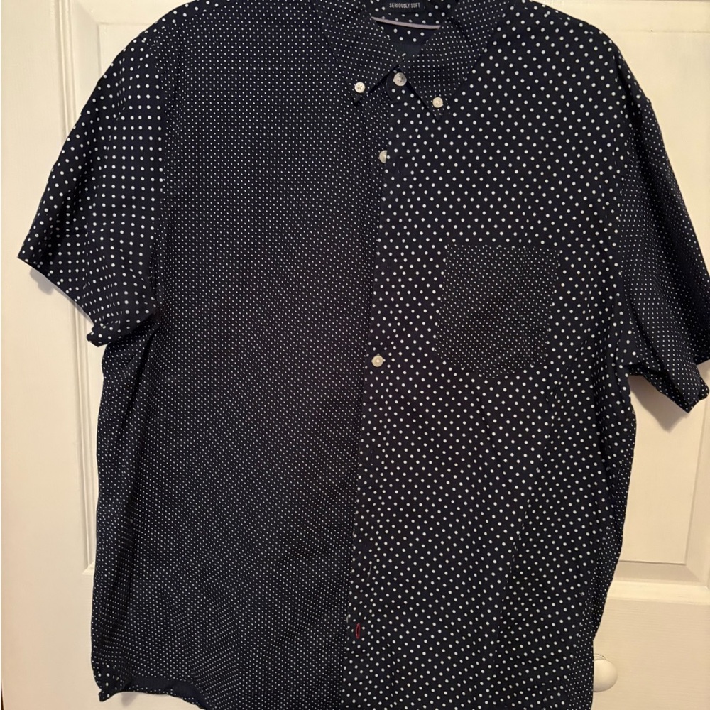 American Eagle Outfitters Blue and White Casual Button Down Shirt